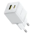 Baseus - Зарядно за стена Palm (P1011160A213-01) - Включен кабел Type-C, Бързо зареждане, 2в1, USB, USB-C, 30W, 20V/3A - Лунно бяло