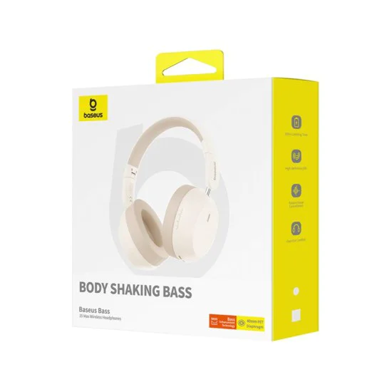 Baseus - Безжични слушалки Bass 35 Max (A00070800221-00) - На ушите, Bluetooth 5.3, Звукоизолация, Сгъваеми - Звездно бяло