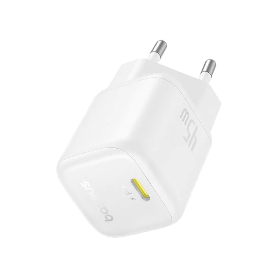 Baseus - Зарядно за стена PicoGo (P10176800213-00) - GaN, Бързо зареждане, 45W, USB-C - Лунно бяло