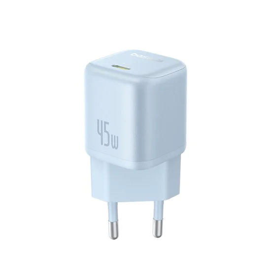 Baseus - Зарядно за стена PicoGo (P10176800313-00) - GaN, Бързо зареждане, 45W, USB-C - Galaxy Blue