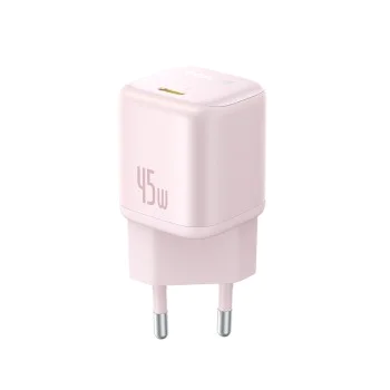 Baseus - Зарядно за стена PicoGo (P10176800413-00) - GaN, Бързо зареждане, 45W, USB-C - Baby Pink