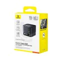 Baseus - Зарядно за стена Super GaN (P10164001123-00) - Прибиращ се кабел, Бързо зареждане, USB, 3x Type-C, 100W, 1,5 m - Космическо черно