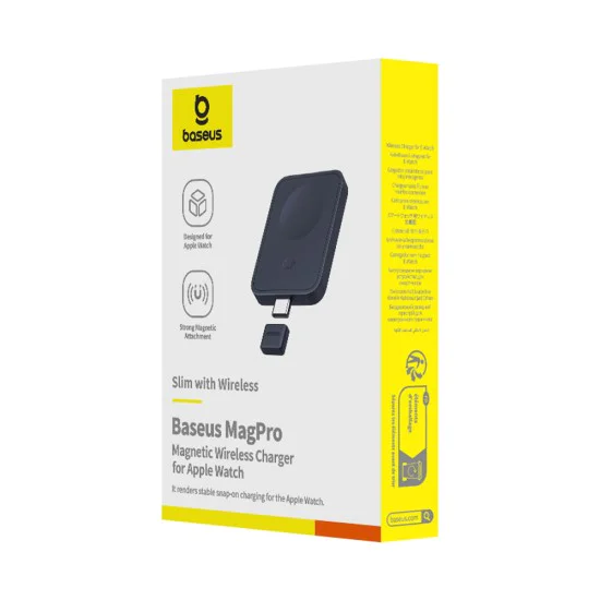 Магнитно безжично зарядно MagPro (P10264106123-00) за Apple Watch - Baseus - USB-C, 2.5W - Космическо черно