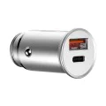 Baseus - Зарядно за кола Circular Metal (CCALL-BS0S) - Type-C, USB, PPS 30W, Multi Protocol - Silver