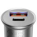 Baseus - Зарядно за кола Circular Metal (CCALL-BS0S) - Type-C, USB, PPS 30W, Multi Protocol - Silver