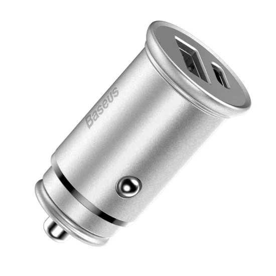 Baseus - Зарядно за кола Circular Metal (CCALL-BS0S) - Type-C, USB, PPS 30W, Multi Protocol - Silver