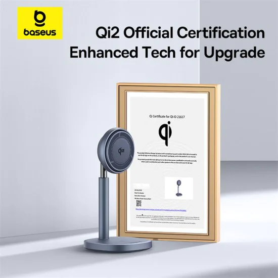 Baseus - Магнитно безжично зарядно устройство Orbit 2 Pro (P10273500813-00) - Охлаждащо бързо зарядно устройство за телефон, слушалки, 20W - Космическо сиво
