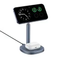 Baseus - Магнитно безжично зарядно устройство Orbit 2 Pro (P10273500813-00) - Охлаждащо бързо зарядно устройство за телефон, слушалки, 20W - Космическо сиво