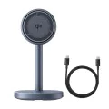Baseus - Магнитно безжично зарядно устройство Orbit 2 Pro (P10273500813-00) - Охлаждащо бързо зарядно устройство за телефон, слушалки, 20W - Космическо сиво