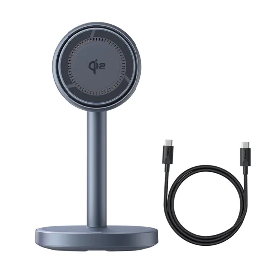 Baseus - Магнитно безжично зарядно устройство Orbit 2 Pro (P10273500813-00) - Охлаждащо бързо зарядно устройство за телефон, слушалки, 20W - Космическо сиво