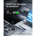 Baseus - Зарядно за кола (C00036101111-00) - 2x USB-C, USB, 152,5 W, бързо зареждане, RGB околна светлина, USB-C кабел - Cluster Black