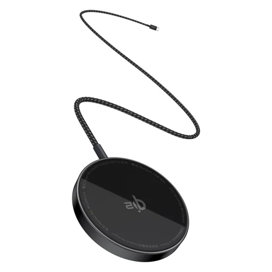 Baseus - Магнитно безжично зарядно устройство Simple Mini4 Air (P10278200111-00) - Бързо зареждане, кабел Type-C, Qi2, 15W - Cluster Black