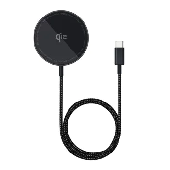 Baseus - Магнитно безжично зарядно устройство Simple Mini4 Air (P10278200111-00) - Бързо зареждане, кабел Type-C, Qi2, 15W - Cluster Black