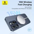 Baseus - Магнитно безжично зарядно устройство Simple Mini4 Air (P10278200S11-00) - Бързо зареждане, кабел Type-C, Qi2, 15W - Frost Silver