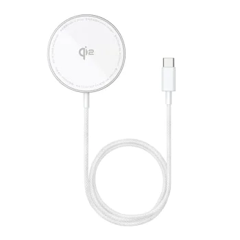 Baseus - Магнитно безжично зарядно устройство Simple Mini4 Air (P10278200S11-00) - Бързо зареждане, кабел Type-C, Qi2, 15W - Frost Silver