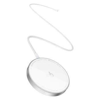 Baseus - Магнитно безжично зарядно устройство Simple Mini4 Air (P10278200S11-00) - Бързо зареждане, кабел Type-C, Qi2, 15W - Frost Silver