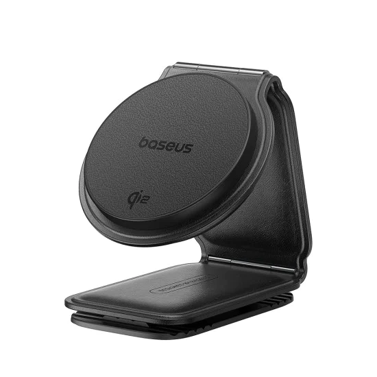 Baseus - Стойка за кола с безжично зареждане PrimeTrip C02 (C40169003111-00) - Магнитна ръкохватка за табло, 15W - Черен клъстер
