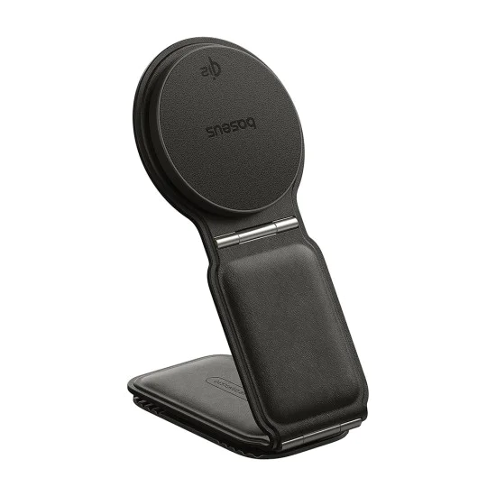 Baseus - Стойка за кола с безжично зареждане PrimeTrip C02 (C40169003111-00) - Магнитна ръкохватка за табло, 15W - Черен клъстер