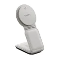 Baseus - Стойка за кола с безжично зареждане PrimeTrip C02 (C40169003211-00) - Магнитна дръжка за табло, 15W - Лунно бяло