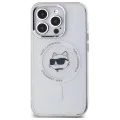Калъф за iPhone 14 Pro - Karl Lagerfeld IML MagSafe (KLHMP14LHLHLSCHH) - White Metal Choupette`s Head
