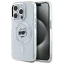 Калъф за iPhone 14 Pro - Karl Lagerfeld IML MagSafe (KLHMP14LHLHLSCHH) - White Metal Choupette`s Head