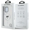 Калъф за iPhone 13 Pro - Karl Lagerfeld IML MagSafe (KLHMP13LHLHLSCHH) - White Metal Choupette`s Head
