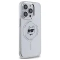 Калъф за iPhone 13 Pro - Karl Lagerfeld IML MagSafe (KLHMP13LHLHLSCHH) - White Metal Choupette`s Head