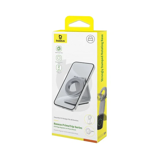 Baseus - Стойка за кола PrimeTrip Series C02 (C40169002833-00) - PU кожа, 360°, 25N, универсална опция за монтаж - матирано сиво