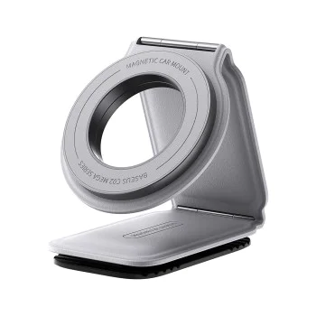 Baseus - Стойка за кола PrimeTrip Series C02 (C40169002833-00) - PU кожа, 360°, 25N, универсална опция за монтаж - матирано сиво