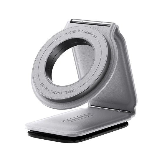 Baseus - Стойка за кола PrimeTrip Series C02 (C40169002833-00) - PU кожа, 360°, 25N, универсална опция за монтаж - матирано сиво