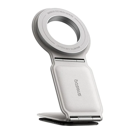 Baseus - Стойка за кола PrimeTrip Series C02 (C40169002213-00) - PU кожа, 360°, 25N, универсална опция за монтаж - лунно бяло