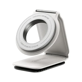Baseus - Стойка за кола PrimeTrip Series C02 (C40169002213-00) - PU кожа, 360°, 25N, универсална опция за монтаж - лунно бяло