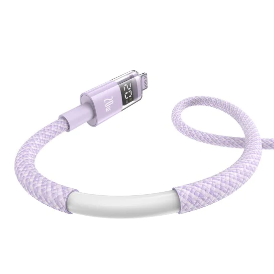 Baseus - Data Cable Display 2 (P10382703511-01) - Fast Charging, Type-C, Lightning, Digital Display, 20W, 2m - Nebula Purple