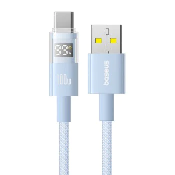 Baseus - Data Cable Display 2 (P10382701311-01) - Бързо зареждане, USB към Type-C, цифров дисплей, 100W, 2m - Galaxy Blue