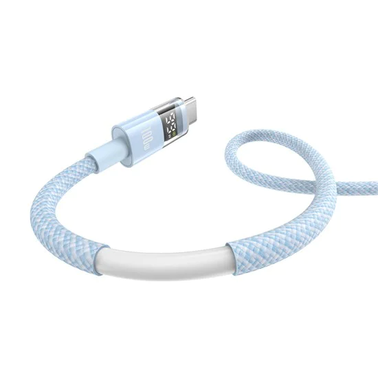 Baseus - Data Cable Display 2 (P10382701311-01) - Бързо зареждане, USB към Type-C, цифров дисплей, 100W, 2m - Galaxy Blue