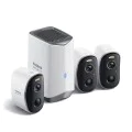 Външна камера за сигурност N1 (S0TW012131) - Baseus - 2K, 16GB, 3 комплекта камери, двупосочен разговор, нощно виждане, IP67, 7.800mAh - Бял
