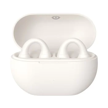 Baseus - Безжични слушалки Bass 15 Clip (A00079500223-00) - True Wireless, ENC, Bluetooth 5.4, Open-ear, USB-C - Stellar White