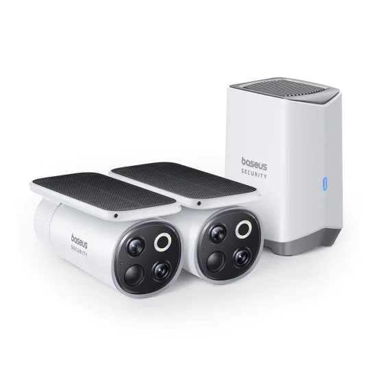 Външна камера за сигурност S1 Pro (S0TX002131) - Baseus - със соларен панел, 3K, комплект 2 камери, 16GB, IP67, 13.500mAh - Бял