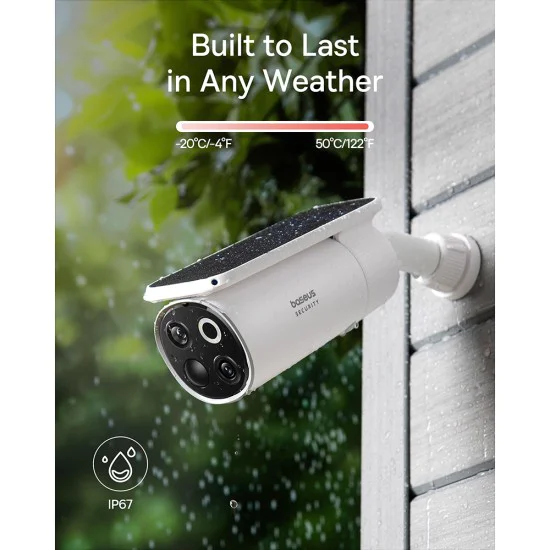 Външна камера за сигурност S1 Pro (S0TX002131) - Baseus - със соларен панел, 3K, комплект 2 камери, 16GB, IP67, 13.500mAh - Бял