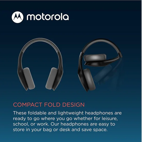 Bluetooth безжични слушалки за ухо, Alexa, Siri, сгъваеми - Motorola Sound Moto (XT500) - черни