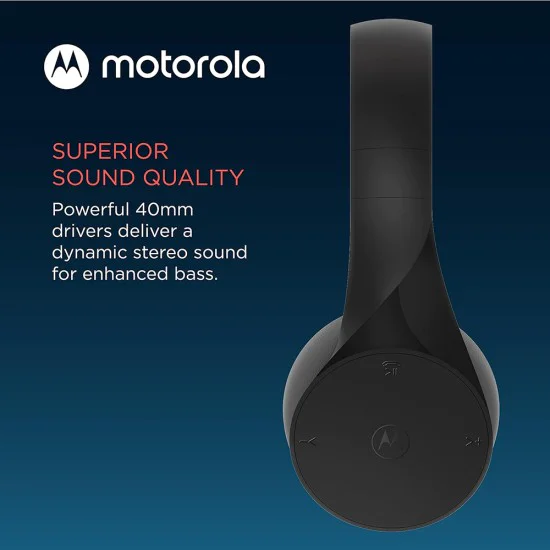 Bluetooth безжични слушалки за ухо, Alexa, Siri, сгъваеми - Motorola Sound Moto (XT500) - черни