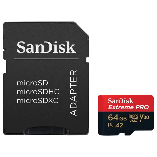 Карта с памет, 64GB, MicroSDXC - SanDisk Extreme Pro (SDSQXCU-064G-GN6MA) - Червен