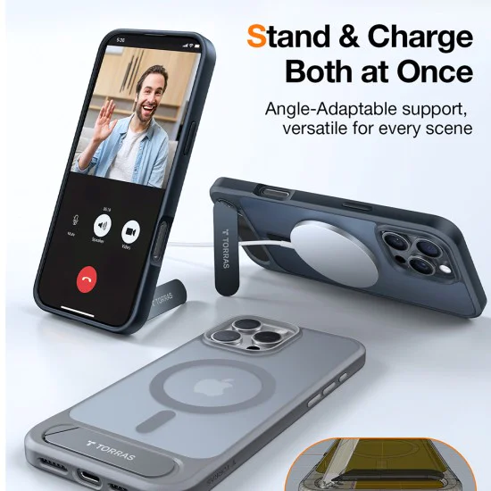 Калъф за iPhone 16 Pro Max - Torras - Pstand MagSafe - Черен