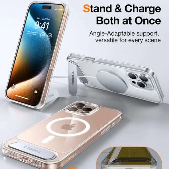 Калъф за iPhone 16 Pro Max - Torras - Pstand MagSafe - Прозрачен