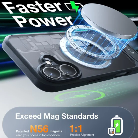 Калъф за iPhone 16 - Torras - Pstand MagSafe - Черен