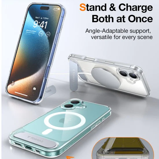 Калъф за iPhone 16 Plus - Torras - Pstand MagSafe - Прозрачен