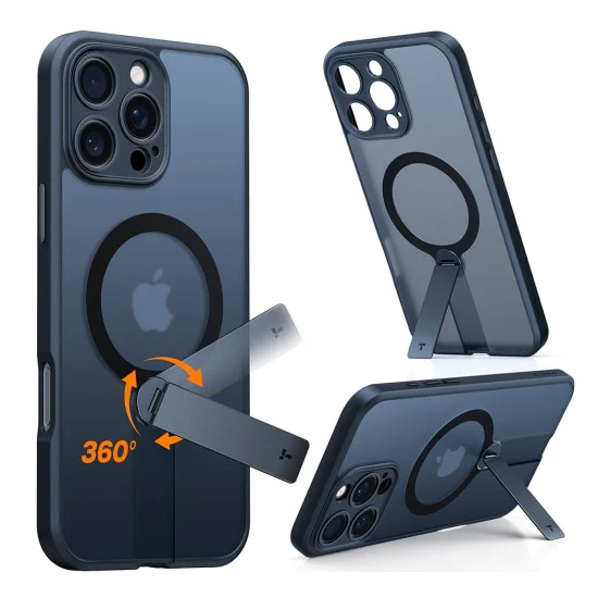 Калъф за iPhone 16 Pro Max - Torras - Pstand Spin MagSafe - Черен