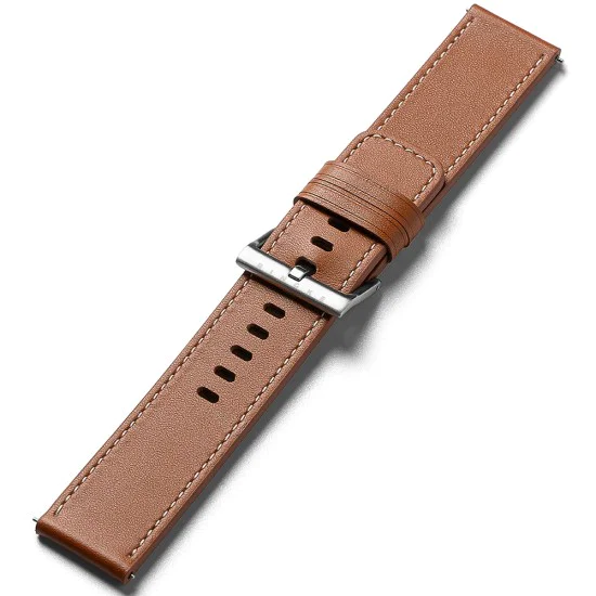 Каишка за Fossil Hybrid 24 mm / Mobvoi TicWatch Pro 5 / Suunto 9 / Suunto 9 Baro / Suunto D5 - Ringke Leather One Basic Bold - кафяв