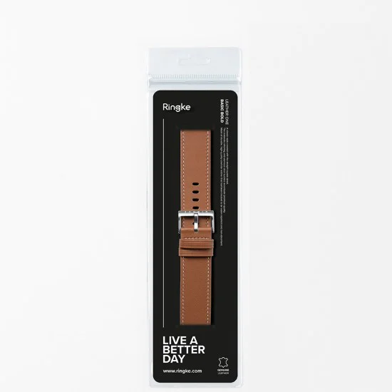 Каишка за Fossil Hybrid 24 mm / Mobvoi TicWatch Pro 5 / Suunto 9 / Suunto 9 Baro / Suunto D5 - Ringke Leather One Basic Bold - кафяв