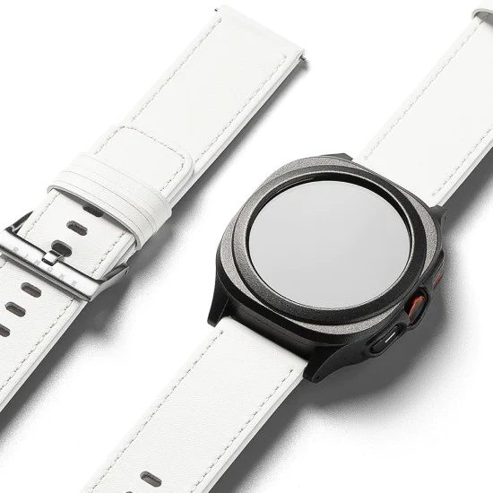 Каишка за Fossil Hybrid 24mm / Mobvoi TicWatch Pro 5 / Suunto 9 / Suunto 9 Baro / Suunto D5 - Ringke Leather One Basic Bold - Бял